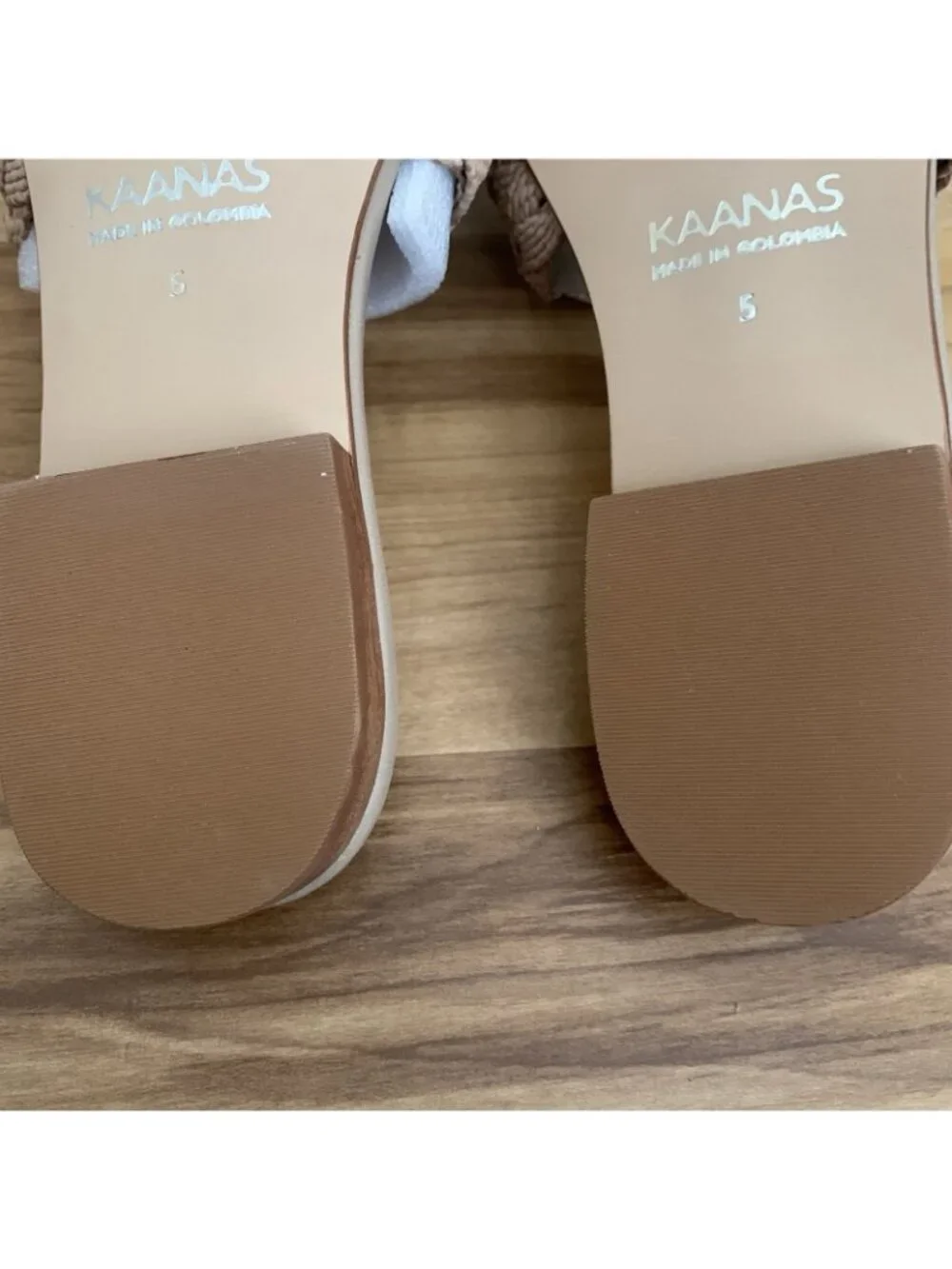 Kaanas Papagayo Sandal Camel Beige 5M NIB Beach Braided Casual Slip On